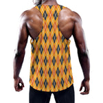 Orange Halloween Argyle Pattern Print Training Tank Top