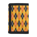 Orange Halloween Argyle Pattern Print Trifold Wallet