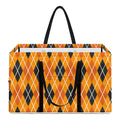 Orange Halloween Argyle Pattern Print Utility Tote Bag