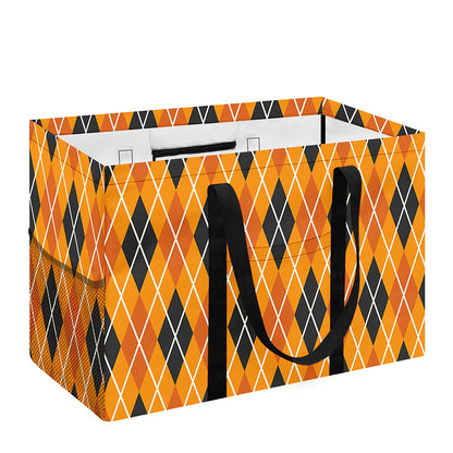 Orange Halloween Argyle Pattern Print Utility Tote Bag