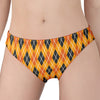 Orange Halloween Argyle Pattern Print Women's Panties