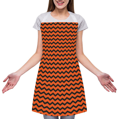 Orange Halloween Chevron Pattern Print Adjustable Apron