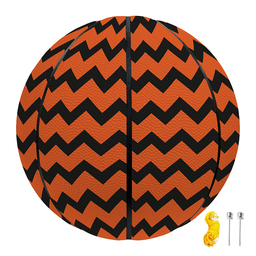 Orange Halloween Chevron Pattern Print Basketball