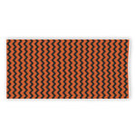 Orange Halloween Chevron Pattern Print Beach Towel
