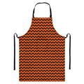 Orange Halloween Chevron Pattern Print Bib Apron With Pocket