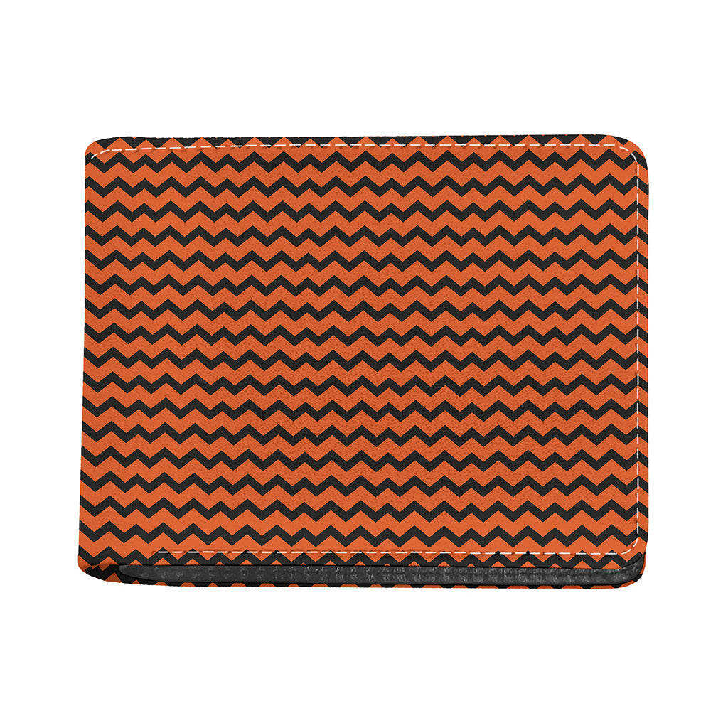 Orange Halloween Chevron Pattern Print Bifold Wallet