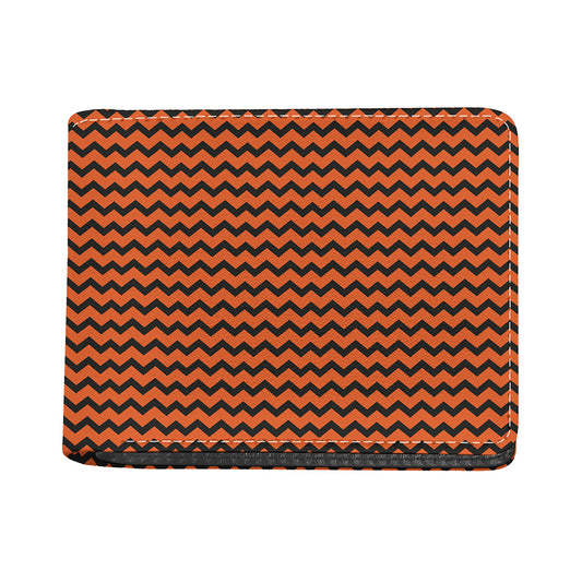 Orange Halloween Chevron Pattern Print Bifold Wallet