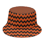 Orange Halloween Chevron Pattern Print Bucket Hat