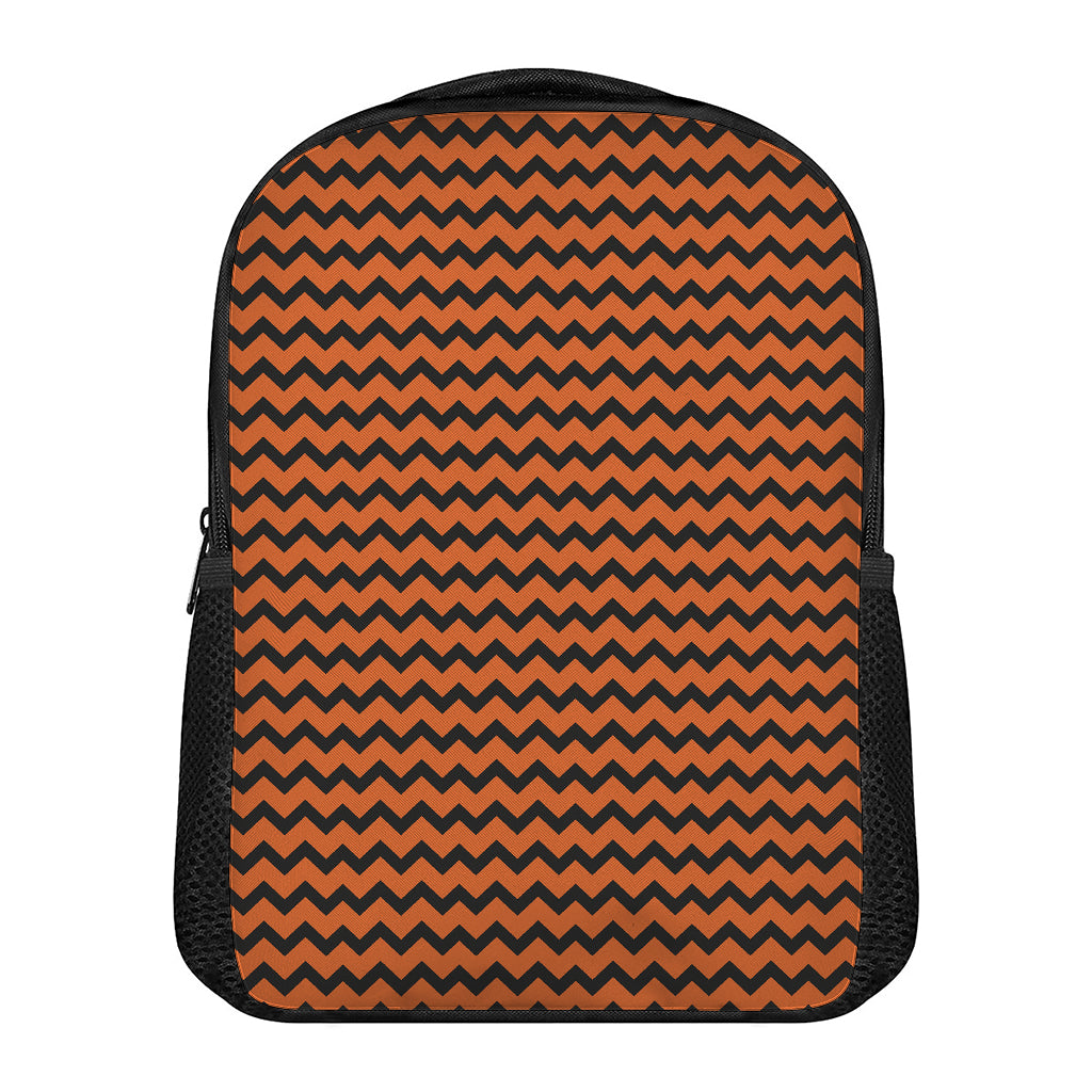 Orange Halloween Chevron Pattern Print Casual Backpack