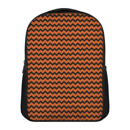 Orange Halloween Chevron Pattern Print Casual Backpack