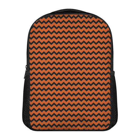 Orange Halloween Chevron Pattern Print Casual Backpack