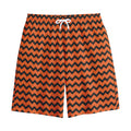Orange Halloween Chevron Pattern Print Cotton Shorts