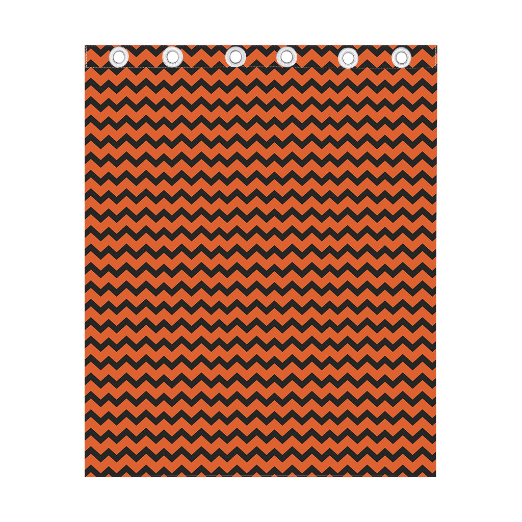 Orange Halloween Chevron Pattern Print Curtain