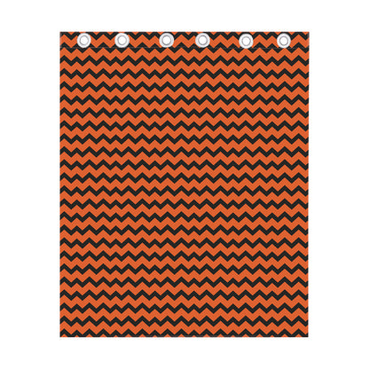 Orange Halloween Chevron Pattern Print Curtain