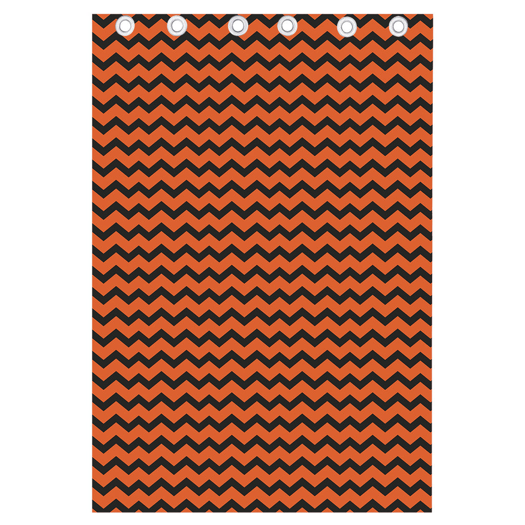 Orange Halloween Chevron Pattern Print Curtain