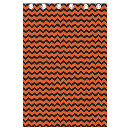 Orange Halloween Chevron Pattern Print Curtain