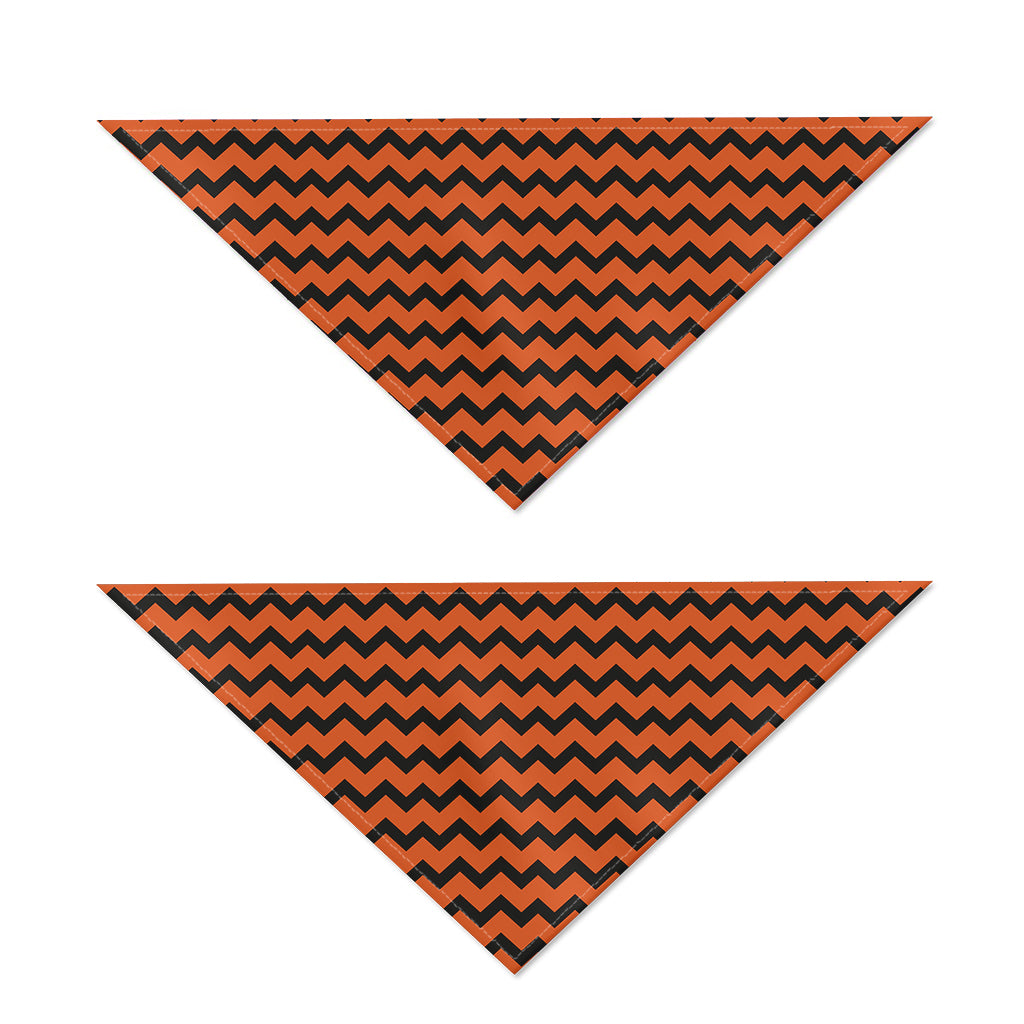 Orange Halloween Chevron Pattern Print Dog Bandana