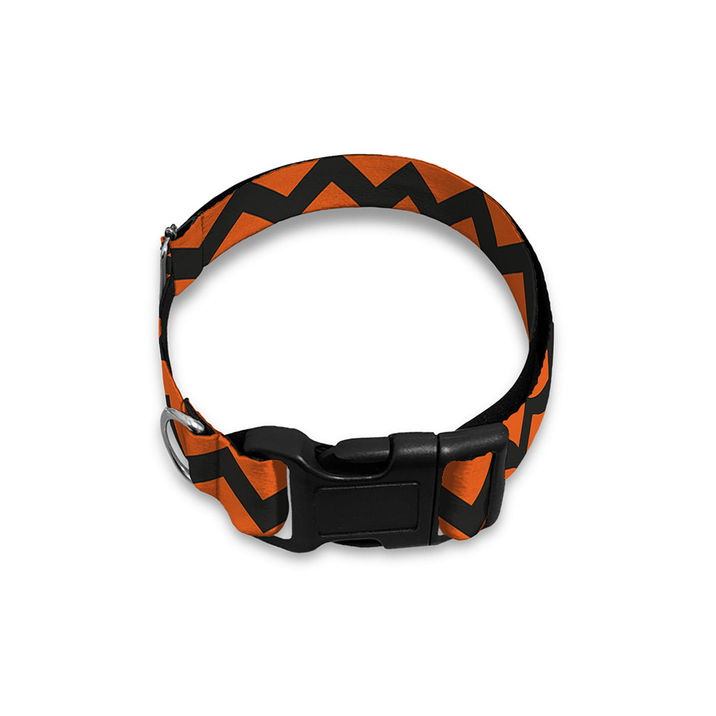 Orange Halloween Chevron Pattern Print Dog Collar