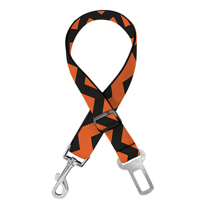 Orange Halloween Chevron Pattern Print Dog Seat Belt
