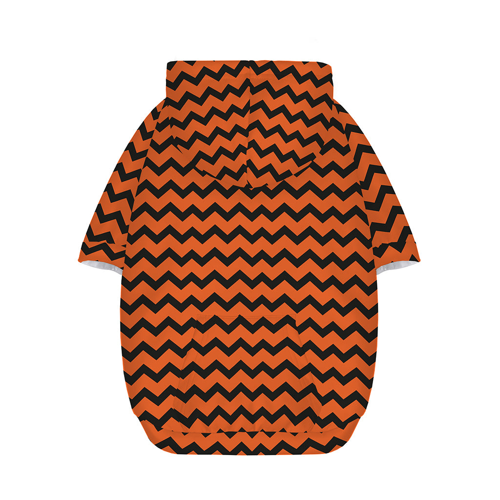 Orange Halloween Chevron Pattern Print Dog Zip Up Hoodie
