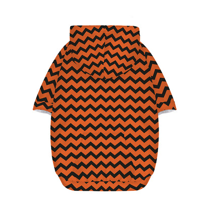 Orange Halloween Chevron Pattern Print Dog Zip Up Hoodie