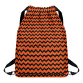 Orange Halloween Chevron Pattern Print Drawstring Backpack