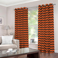 Orange Halloween Chevron Pattern Print Extra Wide Grommet Curtains