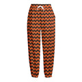 Orange Halloween Chevron Pattern Print Fleece Lined Knit Pants