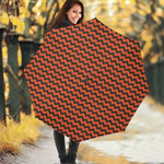Orange Halloween Chevron Pattern Print Foldable Umbrella