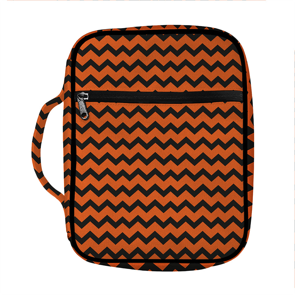 Orange Halloween Chevron Pattern Print Front Pocket Bible Bag
