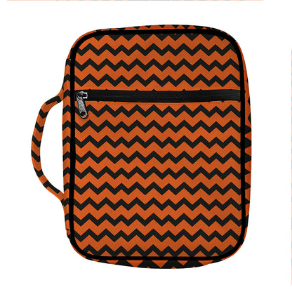 Orange Halloween Chevron Pattern Print Front Pocket Bible Bag