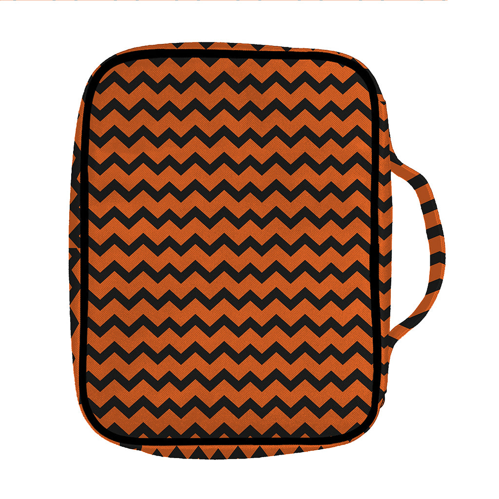 Orange Halloween Chevron Pattern Print Front Pocket Bible Bag