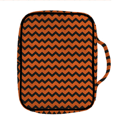 Orange Halloween Chevron Pattern Print Front Pocket Bible Bag