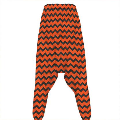 Orange Halloween Chevron Pattern Print Hammer Pants