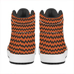 Orange Halloween Chevron Pattern Print High Top Leather Sneakers
