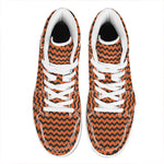 Orange Halloween Chevron Pattern Print High Top Leather Sneakers