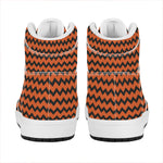 Orange Halloween Chevron Pattern Print High Top Leather Sneakers
