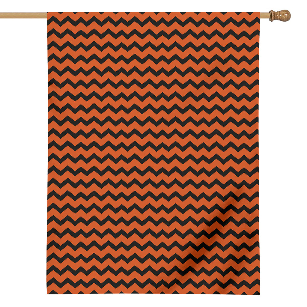Orange Halloween Chevron Pattern Print House Flag