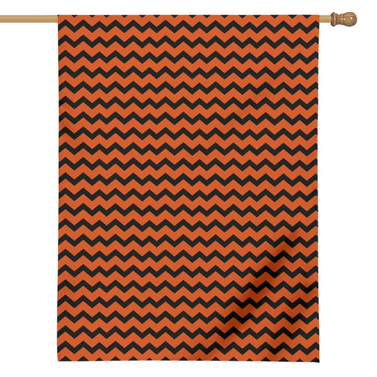 Orange Halloween Chevron Pattern Print House Flag