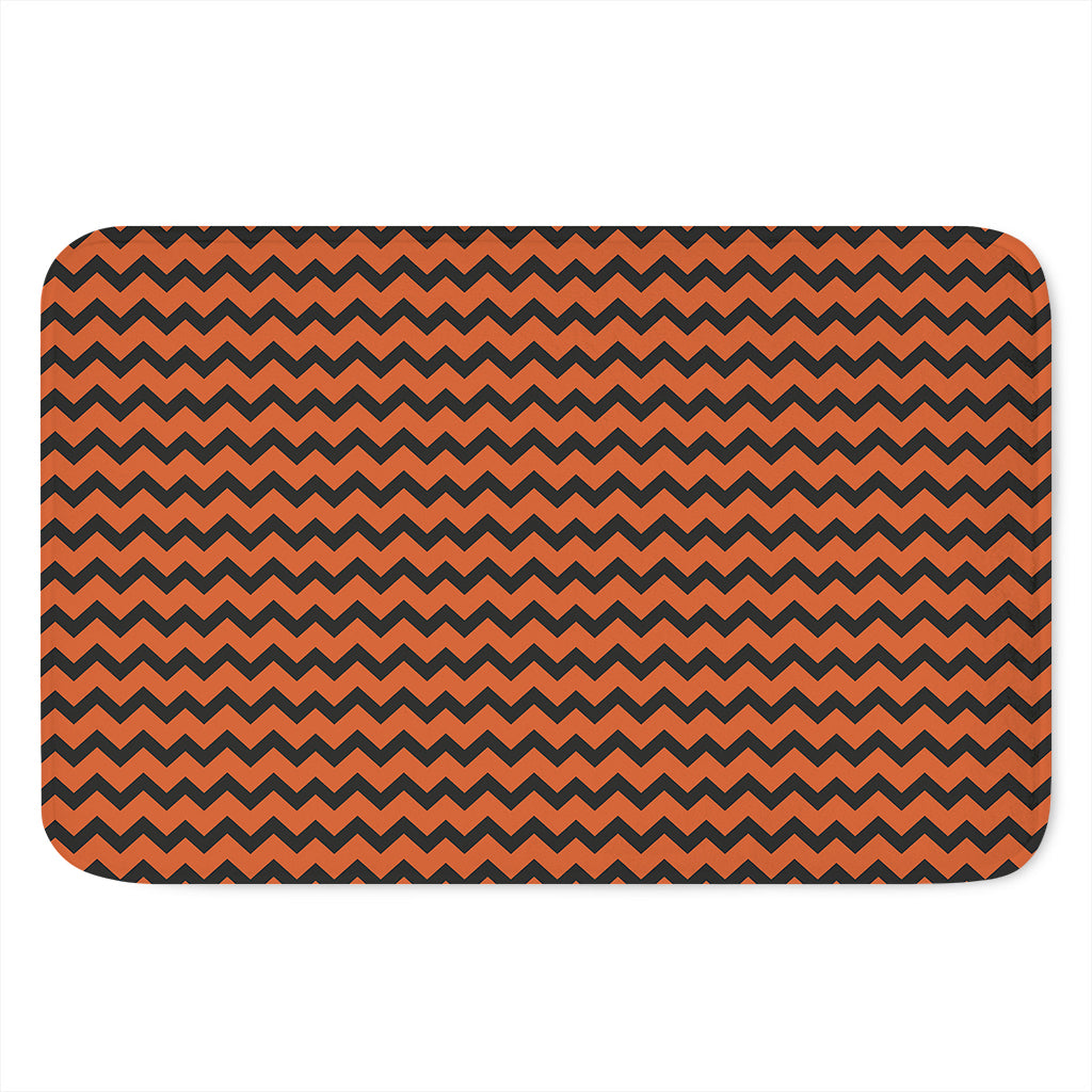Orange Halloween Chevron Pattern Print Indoor Door Mat
