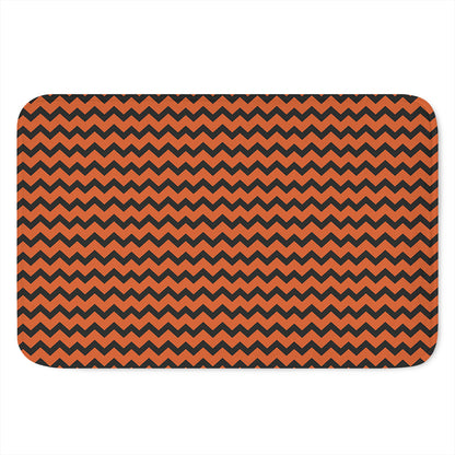 Orange Halloween Chevron Pattern Print Indoor Door Mat