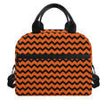 Orange Halloween Chevron Pattern Print Insulated Lunch Bag