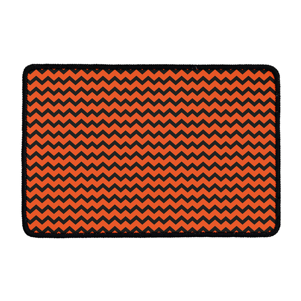 Orange Halloween Chevron Pattern Print Kitchen Mat