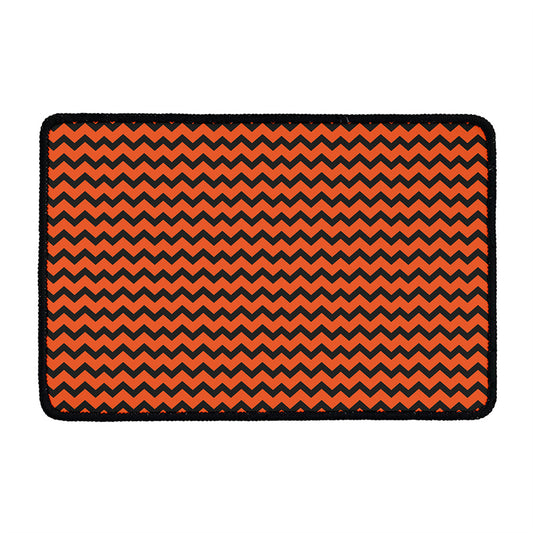 Orange Halloween Chevron Pattern Print Kitchen Mat
