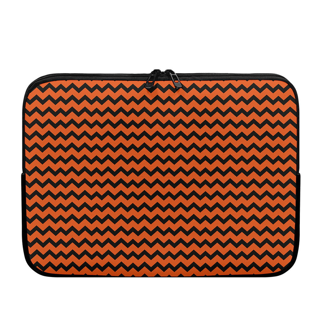 Orange Halloween Chevron Pattern Print Laptop Sleeve