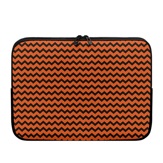 Orange Halloween Chevron Pattern Print Laptop Sleeve