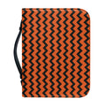 Orange Halloween Chevron Pattern Print Leather Bible Cover