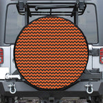 Orange Halloween Chevron Pattern Print Leather Spare Tire Cover