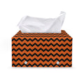 Orange Halloween Chevron Pattern Print Leather Tissue Box Cover