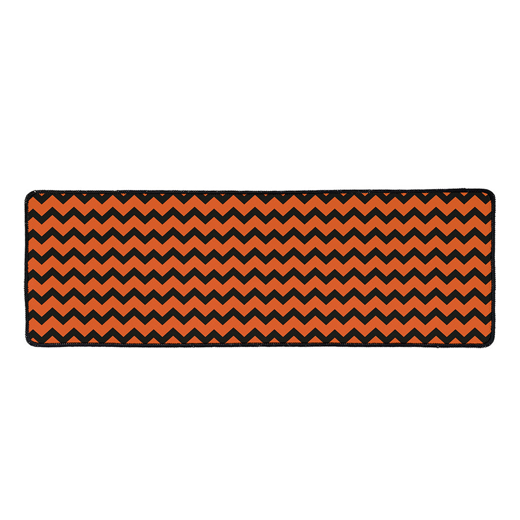 Orange Halloween Chevron Pattern Print Long Kitchen Mat